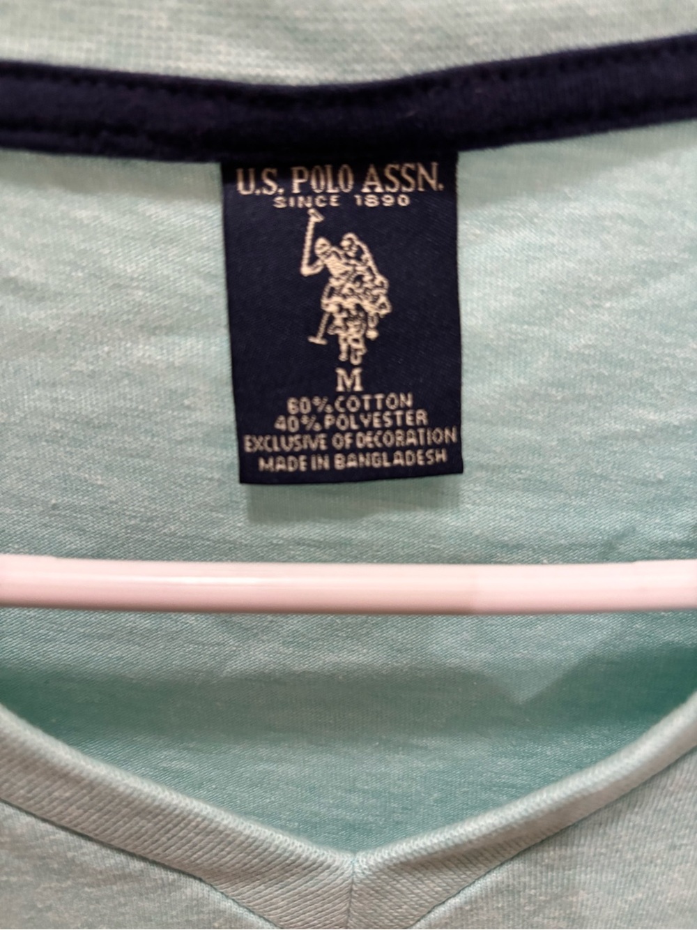 U.S. Polo Assn. Mint Green Embroidered V-Neck Tee | Size M⁠ - Picture 4 of 4